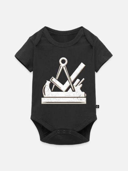 Timmerman en schrijnwerker gilde symbool 3D grunge gebruikt - Premium kortærmet baby-body  - sort