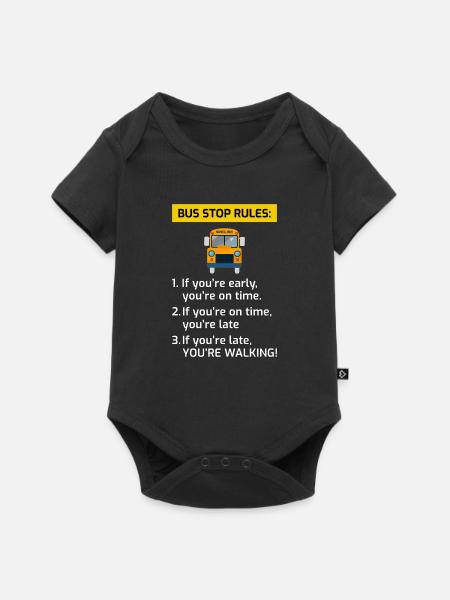 Règles d'arrêt de bus scolaire Cadeau drôle d'étudiant conducteur - Body à manches courtes Premium Bébé - noir