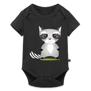 cute raccoon in comic style to love - Baby Premium short-sleeve bodysuit - black - Front