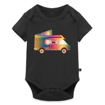 colorful camper with tent roof for the Van Life - Baby Premium short-sleeve bodysuit - black - Front