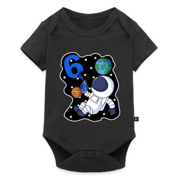 6e anniversaire astronaute cadeau garçon 6 ans - Body à manches courtes Premium Bébé - noir - Devant