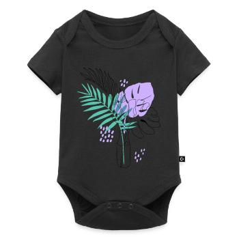 Illustration artistique de plantes - Body à manches courtes Premium Bébé - noir - Devant