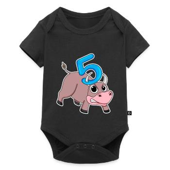 Taureau taureau d'anniversaire pour enfants de 5 ans - Body à manches courtes Premium Bébé - noir - Devant