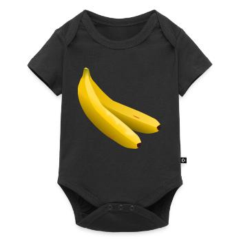 Twin Bananas Vector Yellow - Baby Premium short-sleeve bodysuit - black - Front