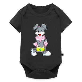 Häschen Krankenschwester Erste-Hilfe-Kasten - Baby Premium Kurzarmbody - Schwarz - Vorne