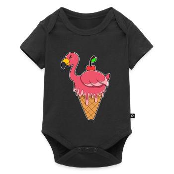 Flamingo Waffeleis - Baby Premium Kurzarmbody - Schwarz - Vorne