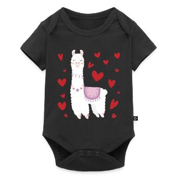 Valentine's Day Llama Alpaga Coeur Fille - Body à manches courtes Premium Bébé - noir - Devant