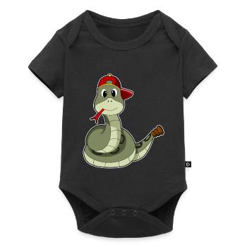 Schlange Schüler Cap Schule - Baby Premium Kurzarmbody - Schwarz - Vorne