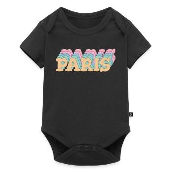Paris – Pastel Typo & City Flair - Baby Premium short-sleeve bodysuit - black - Front