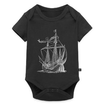 Croquis de navire à voile vintage - Body à manches courtes Premium Bébé - noir - Devant