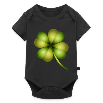 four-leaf clover in bright green tones - Baby Premium short-sleeve bodysuit - black - Front