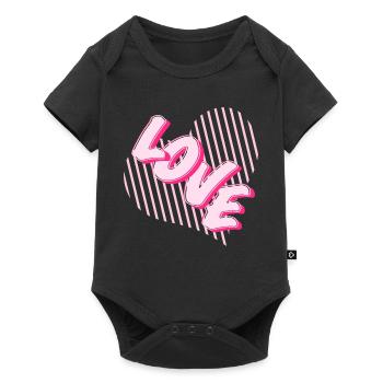 Police en forme de cœur rose néon Love - Body à manches courtes Premium Bébé - noir - Devant