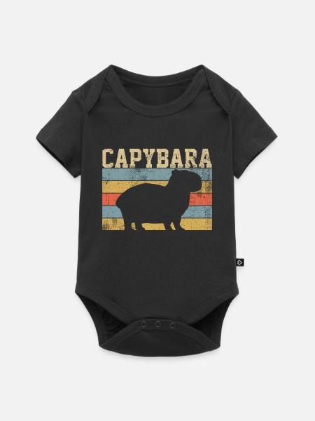Capybara Nagetier Retro Vintage - Baby Premium Kurzarmbody - Schwarz