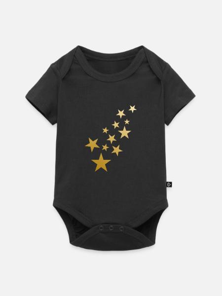 Sterne Muster - Baby Premium Kurzarmbody - Schwarz