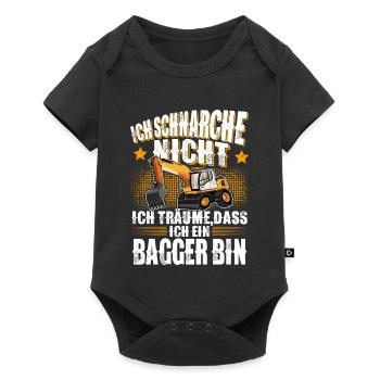 Bagger - Baby Premium Kurzarmbody - Schwarz - Vorne