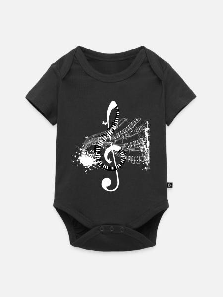 Notenwirbel und Partitur-Splash - Baby Premium Kurzarmbody - Schwarz