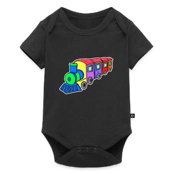 Eisenbahn Dampflok Kinder - Baby Premium Kurzarmbody - Schwarz - Vorne