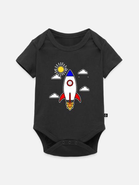 Schulstart Rakete Raumschiff Schulbeginn Schule - Baby Premium Kurzarmbody - Schwarz