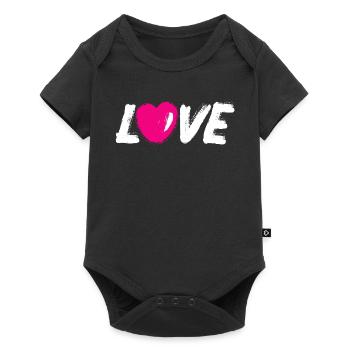 Love Love Heart Heart Handwriting White Brush - Baby Premium short-sleeve bodysuit - black - Front