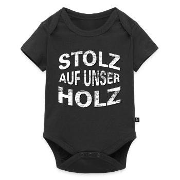 STOLZ AUF UNSER HOLZ mit transparenter Maserung - Baby Premium Kurzarmbody - Schwarz - Vorne
