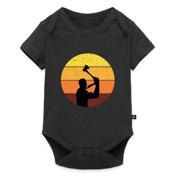Vintage Retro Axe Throwing Thrower Hatchet Sunset - Baby Premium short-sleeve bodysuit - black - Front