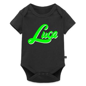 Luca Leuchtender Neon-Lettering Schriftzug - Baby Premium Kurzarmbody - Schwarz - Vorne