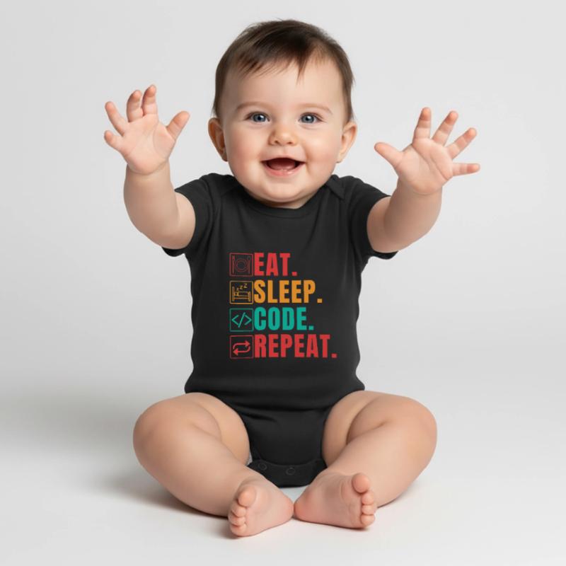 EAT SLEEP CODE REPEAT - FUNNY CODER Baby Premium short-sleeve bodysuit