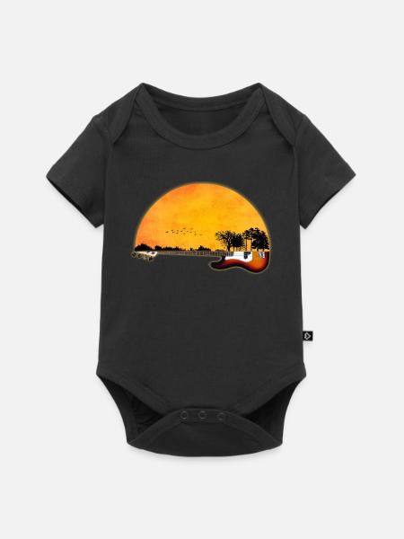 Gitarre Natur - Baby Premium Kurzarmbody - Schwarz