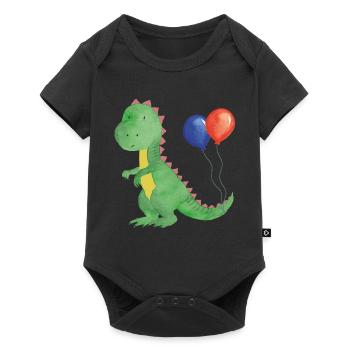 Small dino with balloons - Baby Premium short-sleeve bodysuit - black - Front