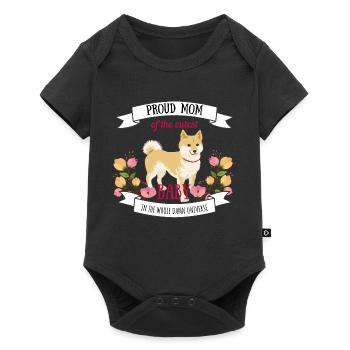 Hundemama Baby coole Sprüche Hund Shiba Inu Süß - Baby Premium Kurzarmbody - Schwarz - Vorne