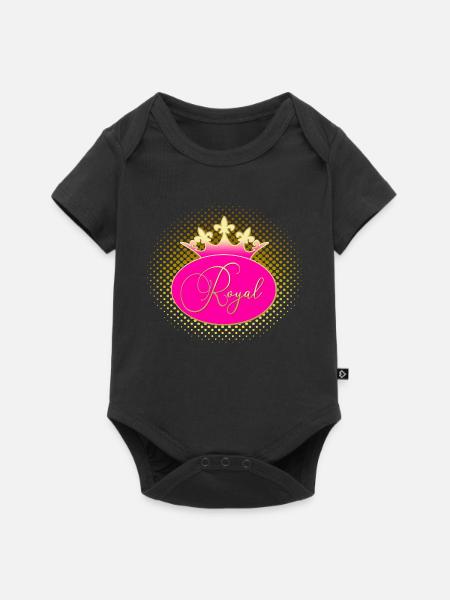 ROYAL Krone Gold Pink - Baby Premium Kurzarmbody - Schwarz