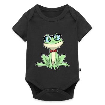 Frosch Nerd Buch Brille - Baby Premium Kurzarmbody - Schwarz - Vorne