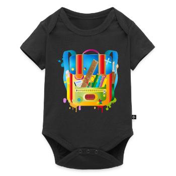colorful school ranches with school accessories - Baby Premium short-sleeve bodysuit - black - Front