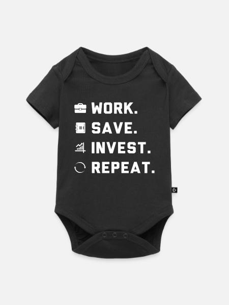 Work. Save. Invest. Repeat. - Baby Premium Kurzarmbody - Schwarz