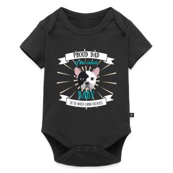 Proud Dog Papa Dog French Bulldog - Baby Premium short-sleeve bodysuit - black - Front