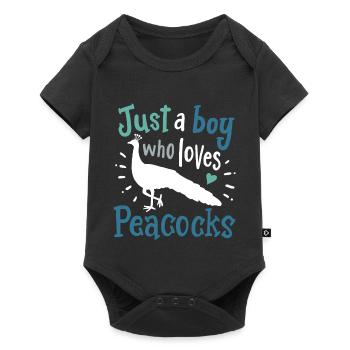 Paons oiseaux paon amoureux de paon - Body à manches courtes Premium Bébé - noir - Devant