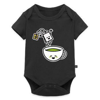 Funny Matcha Green Tea Kawaii Cartoon Teacup - Baby Premium short-sleeve bodysuit - black - Front