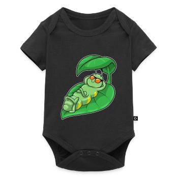 Caterpillar with leaf as parasol - Baby Premium short-sleeve bodysuit - black - Front