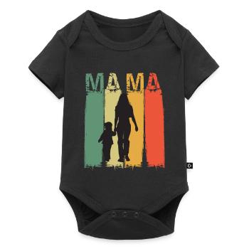 Mom Silhouette in Retro Colors Design Mother's Day - Baby Premium short-sleeve bodysuit - black - Front