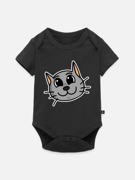 Niedliche Katze Kopf - Baby Premium Kurzarmbody - Schwarz