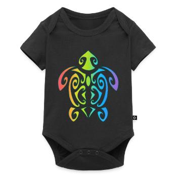 Tortue polynésienne arc-en-ciel - Body à manches courtes Premium Bébé - noir - Devant