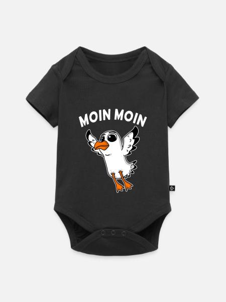 Moin Moin Baby Möwe - Baby Premium Kurzarmbody - Schwarz
