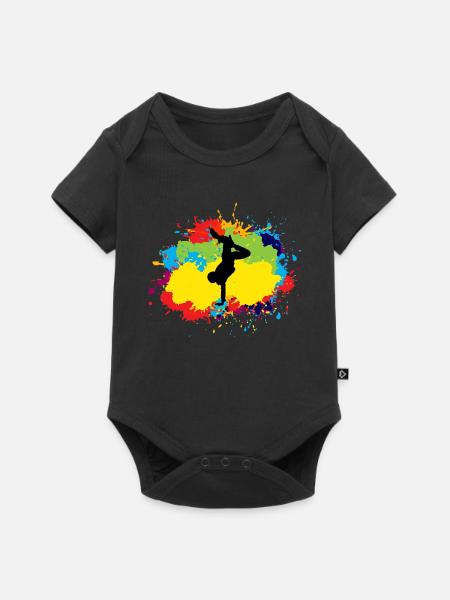 Breakdance Breakdancing Break-dancer Aquarelle - Body à manches courtes Premium Bébé - noir