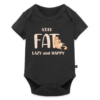 Stay Lazy Happy Cat Lover Saying - Baby Premium short-sleeve bodysuit - black - Front