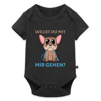 Willst du mit mir(Gassi) gehen? - Baby Premium Kurzarmbody - Schwarz - Vorne