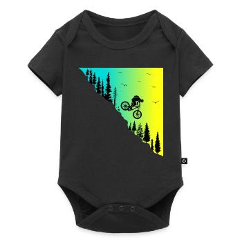 mountainbike downhill action outdoor Fahrrad bike - Baby Premium Kurzarmbody - Schwarz - Vorne