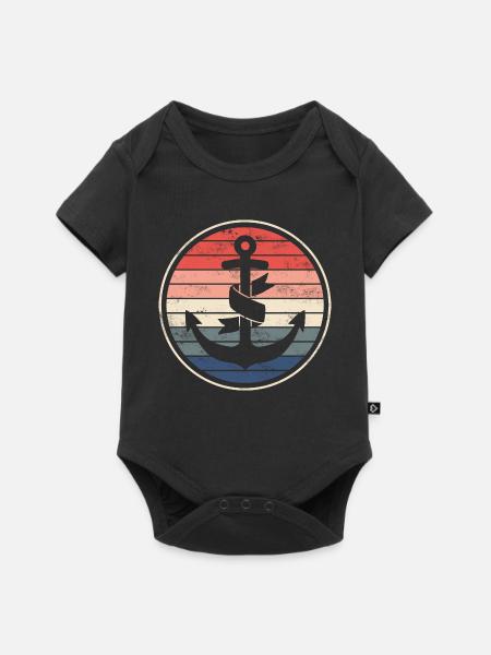 Schiff Boot Kapitän - Baby Premium Kurzarmbody - Schwarz