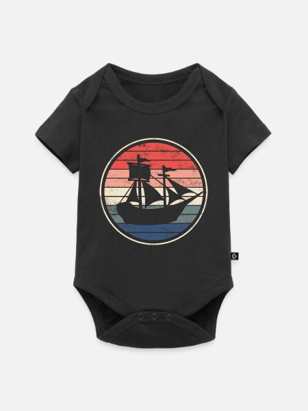 Boot Schiff Segelschiff - Baby Premium Kurzarmbody - Schwarz