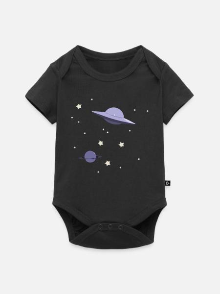 UFO im All - Baby Premium Kurzarmbody - Schwarz