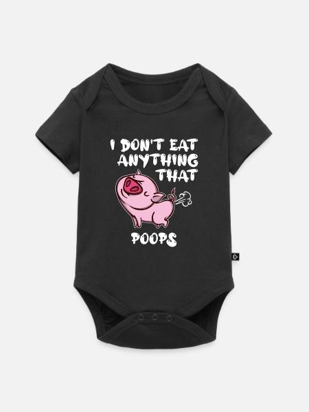 Statement Schwein Vegan - Baby Premium Kurzarmbody - Schwarz